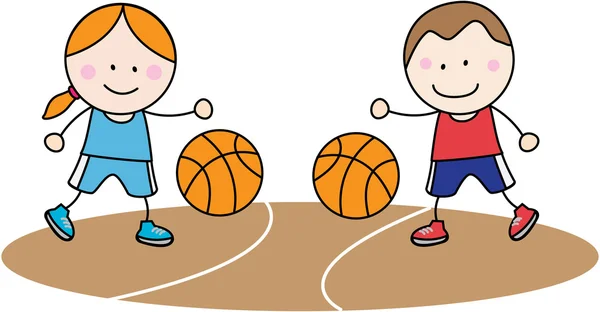 Bola de basquete crianças — Vetor de Stock