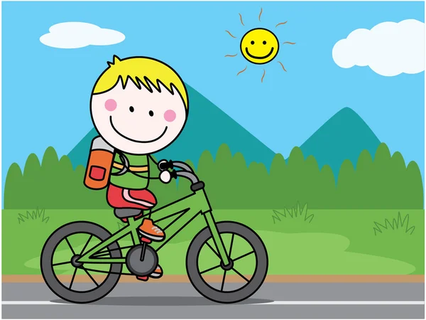 Motosikletli çocuk — Stok Vektör