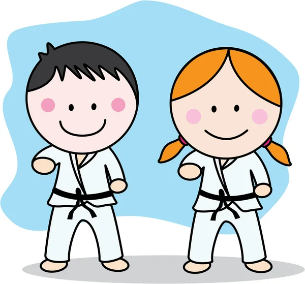 Niños de karate — Vector de stock