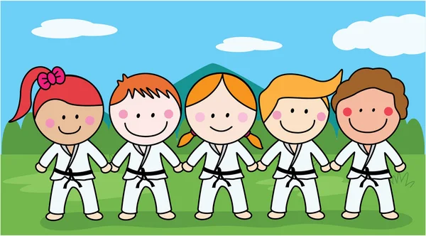 Karate kinderen — Stockvector