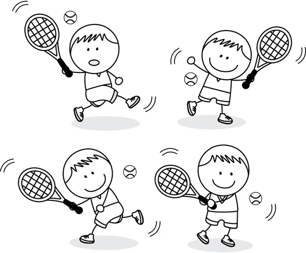 Jongens spelen Badminton — Stockvector