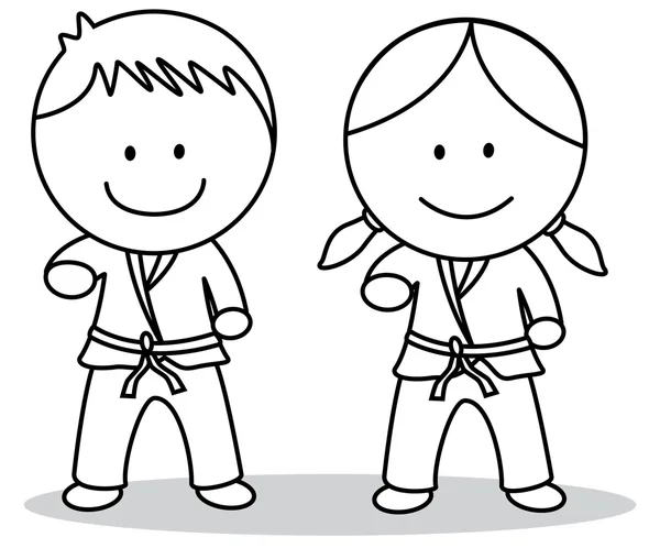 Niños de karate — Vector de stock