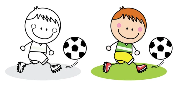 Jouer au football garçon — Image vectorielle