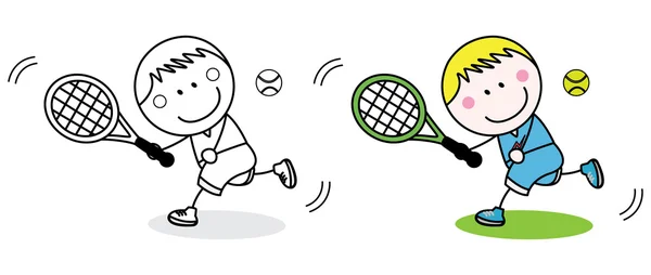 Coloriage joueur de badminton — Image vectorielle