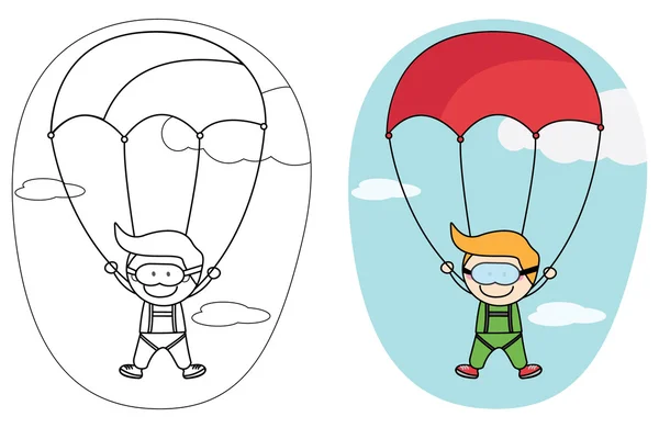 Kids parachute boy — Stock Vector