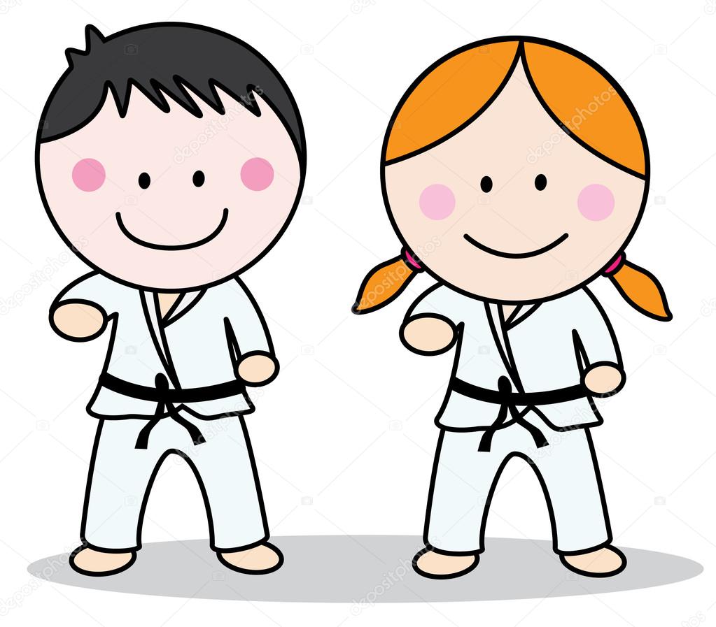 Grafika wektorowa Niño karate dibujo, obrazy wektorowe, Niño karate dibujo  ilustracje i kliparty