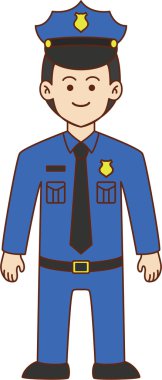 Polis adam doodle çizgi film illüstrasyon