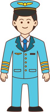 Pilot doodle çizgi film illüstrasyon