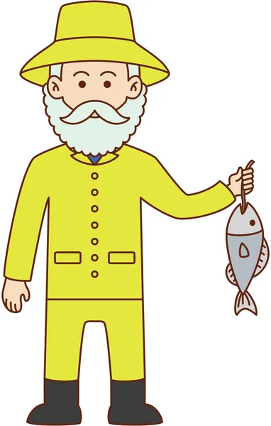 Fisher muž karikatura doodle — Stockový vektor
