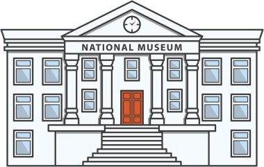 Müze binası Doodle illüstrasyon karikatür