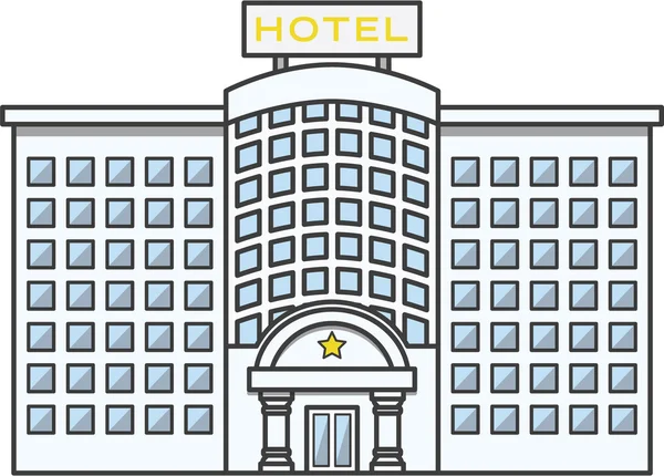 Hotel budynku Doodle ilustracja kreskówka — Wektor stockowy