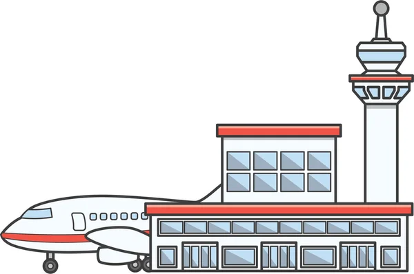 Luchthaven gebouw Doodle illustratie — Stockvector