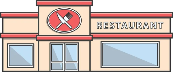 Edificio del restaurante Doodle Illustration dibujos animados — Vector de stock
