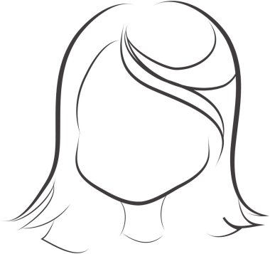 Kız baş sembol siyah beyaz basit hat illüstrasyon