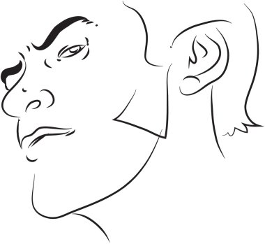 Saç siyah beyaz düz çizgi resimde sakal