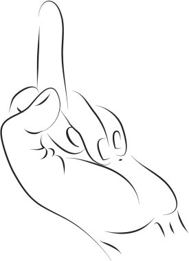 Orta parmak siyah beyaz düz çizgi çizim