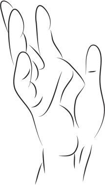 Siyah ve beyaz düz çizgi resimde parmak el