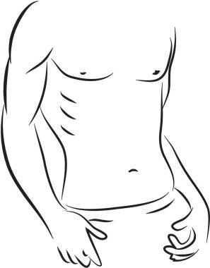 Bel siyah beyaz düz çizgi çizim