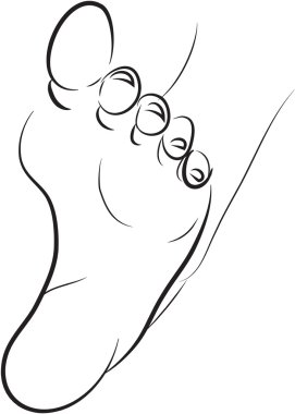 Tabanı ayak siyah beyaz düz çizgi çizim