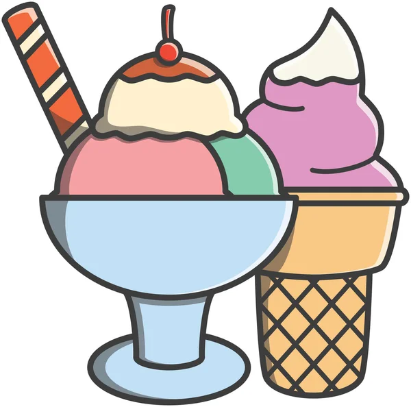 Ice cream doodle ilustrace — Stockový vektor
