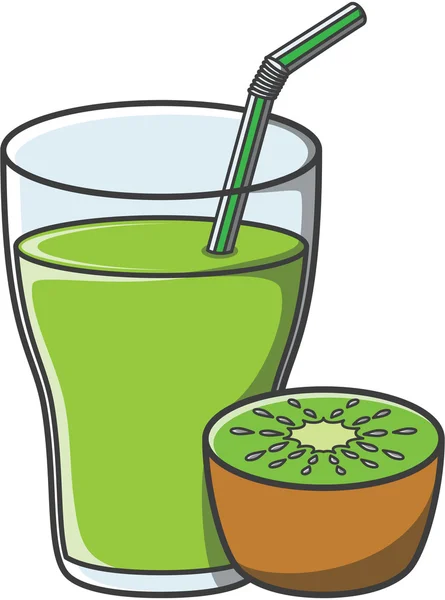 Kiwi suco doodle ilustração design — Vetor de Stock