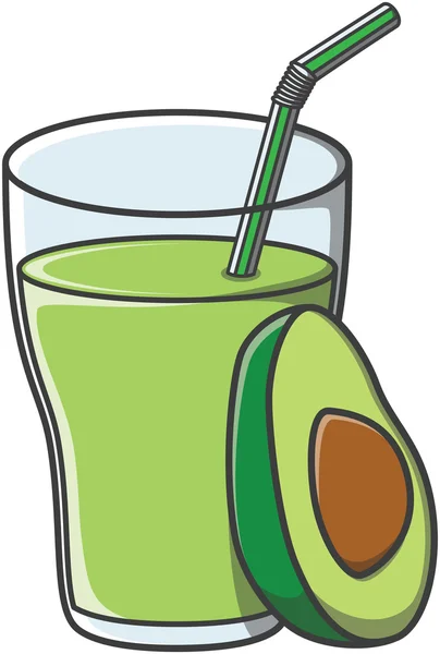 Avocado juice doodle illustration design — Stock Vector