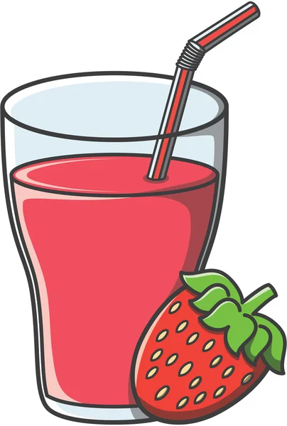 Strawberry juice doodle illustration design — Stock Vector