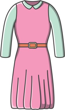 Uzun elbise doodle illüstrasyon