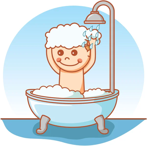 Chico tomar un baño garabato — Archivo Imágenes Vectoriales