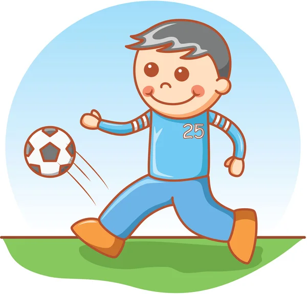 Menino doodle futebol — Vetor de Stock