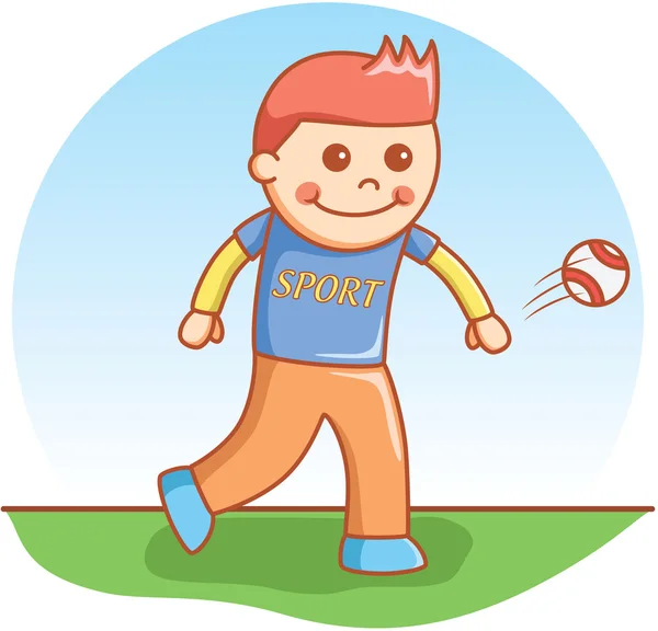 Menino jogando bola doodle desenhos animados —  Vetores de Stock