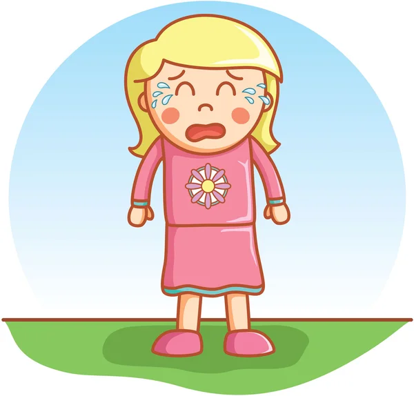 Meisje huilen doodle cartoon vector — Stockvector