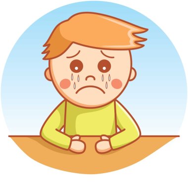 Sad boy  cartoon illustration clipart