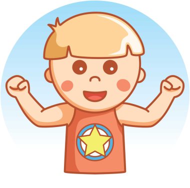 Güçlü çocuk çizgi film illüstrasyon