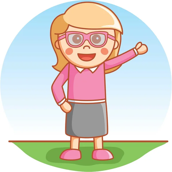 Mädchen Brille cartoon illustration — Stockvektor