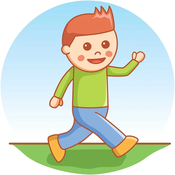 Boldog fiú rajzfilm illusztráció — Stock Vector