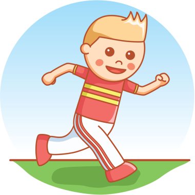 Çocuk runner çizgi film illüstrasyon