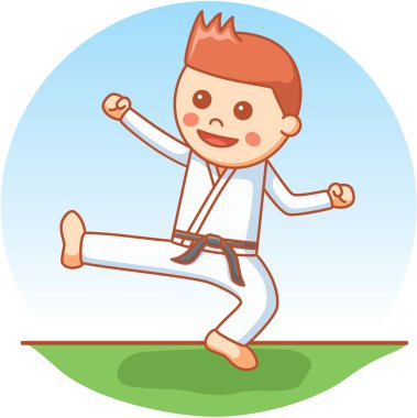 Karate çocuk çizgi film illüstrasyon