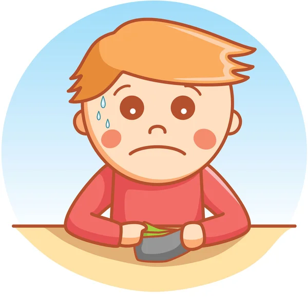 Smutny chłopiec ilustracja kreskówka — Wektor stockowy