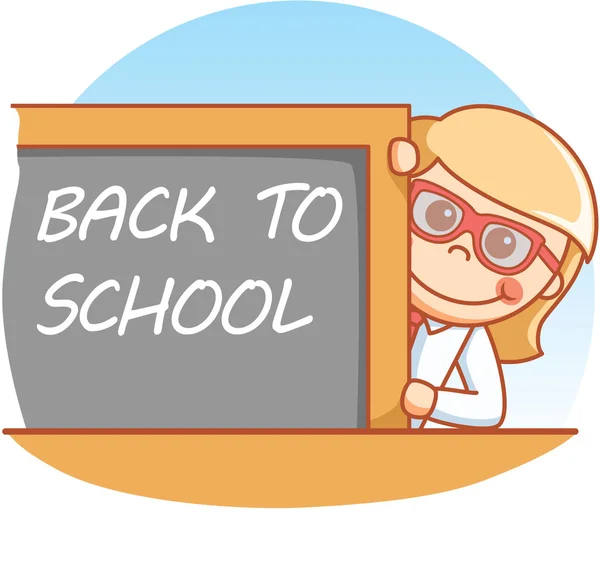 Student girl write on board for back to school — Stock Vector