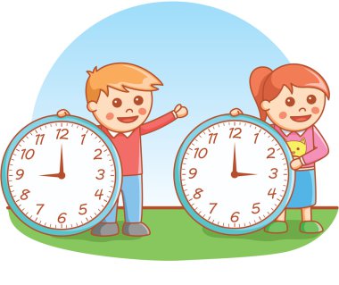 Erkek ve kız saat tutan