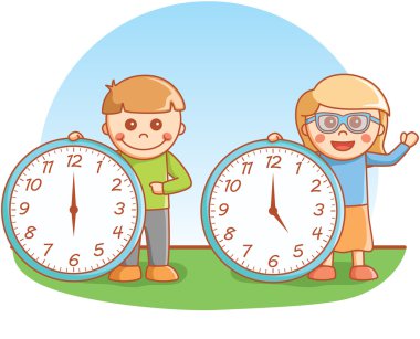 Erkek ve kız gösterilen saat