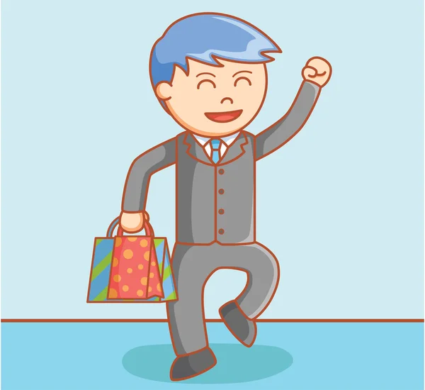 Άνθρωπος των επιχειρήσεων απολαμβάνοντας ψώνια — Διανυσματικό Αρχείο