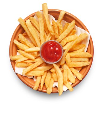 beyaz üzerine kızarmış patates