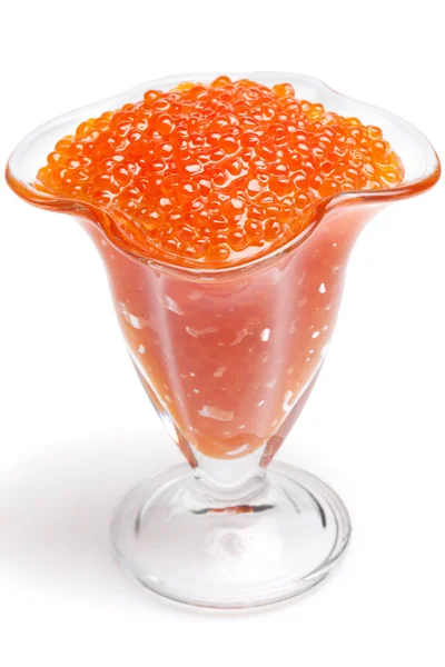 Jarrón de cristal con caviar rojo —  Fotos de Stock