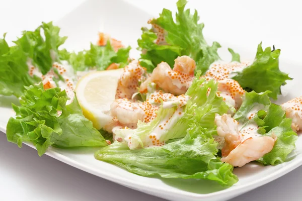 beyaz üzerine karides salatası