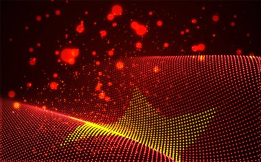 Soyut noktalardan oluşan parlak ülke bayrağını taşıyın. Vietnam