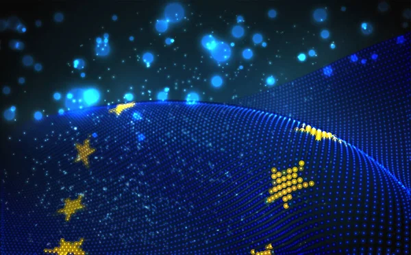 Vektor Jasně Zářící Země Vlajky Abstraktních Teček Evropská Unie — Stockový vektor