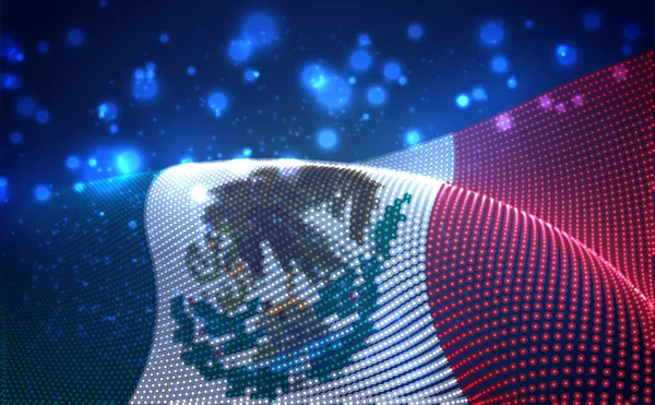 Вектор Ярко Светящийся Флаг Страны Абстрактных Точек Мексика — стоковый вектор