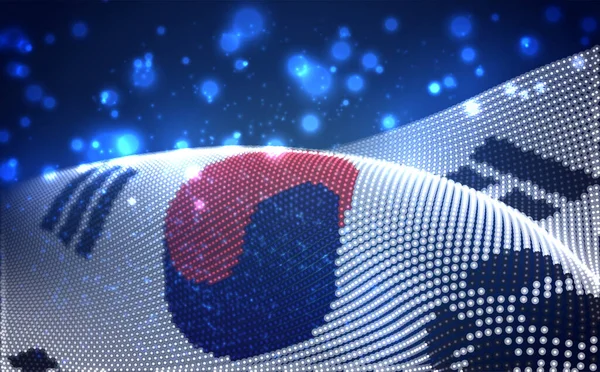 Vector Brillante Bandera País Brillante Puntos Abstractos Corea Del Sur — Vector de stock